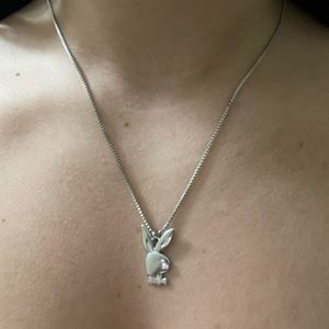 Silver Playboy by Pacsun Bunny Charm Necklace